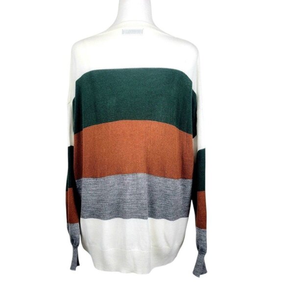 Women's 1X SHEIN Plus Striped Colorblock Casual Long Sleeve Crewneck Pullover - Picture 5 of 12